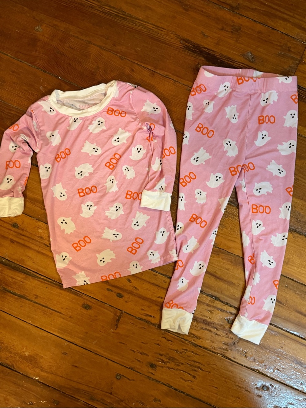 Stitchy Fish Pink Ghost Bamboo Two-Piece Pajama Set, Size 18-24 months